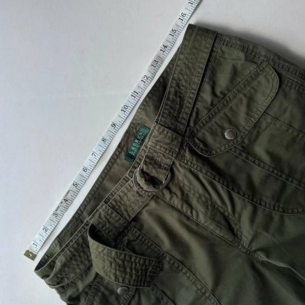 Lauren Ralph Lauren Green Khaki Belted Safari Style Cropped Trousers Capri 10